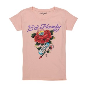 Ed Hardy Diamond Flower Fitted Tee Naisten Topit Pinkki | 9047631-XA