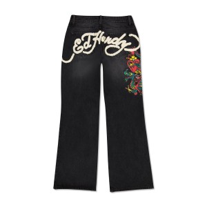 Ed Hardy Dragon Low Waist Baggy Jean Naisten Denim Mustat | 8561093-EV