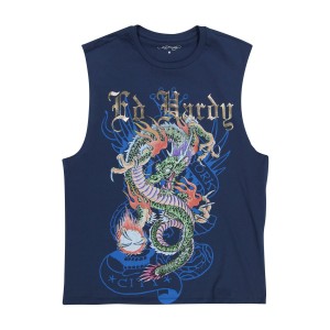 Ed Hardy Dragon Mens Cut Off Tee Miesten T Paidat Midnight | 1793456-UD