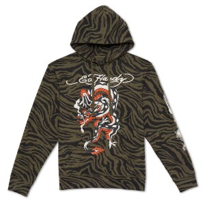 Ed Hardy Dragon Zebra Camo Hoodie Miesten Huppari Camo | 3157084-AM