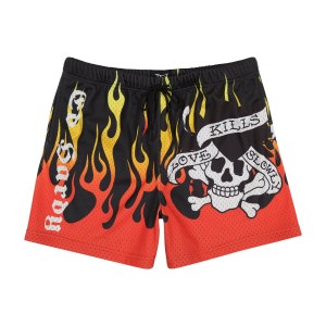 Ed Hardy Fire LKS Skull Mens Short Miesten Housut Mustat | 1485026-LB