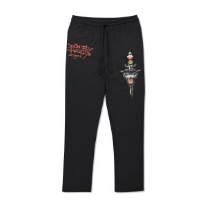 Ed Hardy Fire Panther Sweatpant Miesten Housut Mustat | 8395601-AS