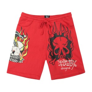 Ed Hardy Flame Cobra Fleece Short Miesten Housut Pinkki | 1542936-FE