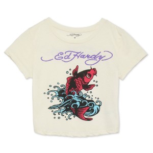 Ed Hardy Koi Fish Baby Tee Naisten Baby Tees Valkoinen | 5016738-GU