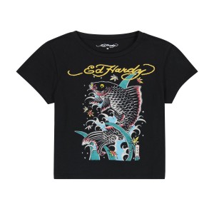 Ed Hardy Koi Splash Baby Tee Naisten Baby Tees Mustat | 1975304-YK