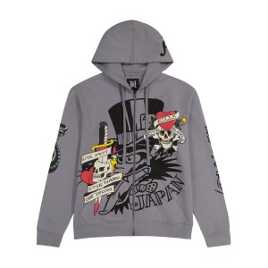 Ed Hardy LKS Skull Hoodie Miesten Huppari Vaaleanharmaat | 6798104-JO