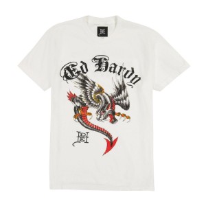 Ed Hardy Panther Dragon Tee Miesten T Paidat Valkoinen | 5048962-FI