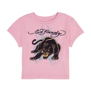 Ed Hardy Panther Flame Baby Tee Naisten Baby Tees Bubble Gum | 3926158-DF