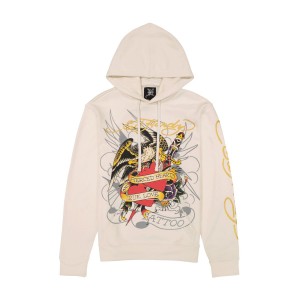 Ed Hardy Pierced Eagle Mens Hoodie Miesten Huppari Valkoinen | 2097381-LT