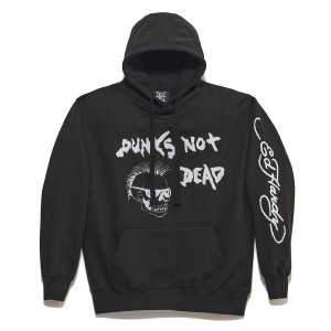 Ed Hardy Punks Not Dead Hoodie Miesten Huppari Mustat | 6481573-AI