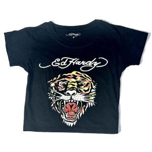 Ed Hardy Retro Tiger Baby Tee Naisten Baby Tees Mustat | 9273018-JA