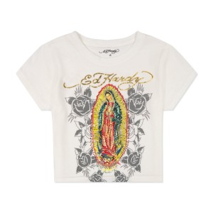 Ed Hardy Rhinestone Mary Baby Tee Naisten Baby Tees Valkoinen | 1625740-TQ