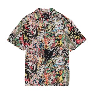 Ed Hardy Tattoo Collage Camp Shirt Miesten Paidat Monivärinen | 6025734-WE