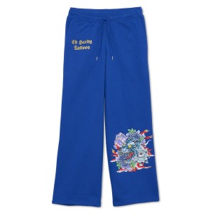 Ed Hardy Tiger Lotus Flare Sweatpants Naisten Housut Syvä Sininen | 2651840-EZ