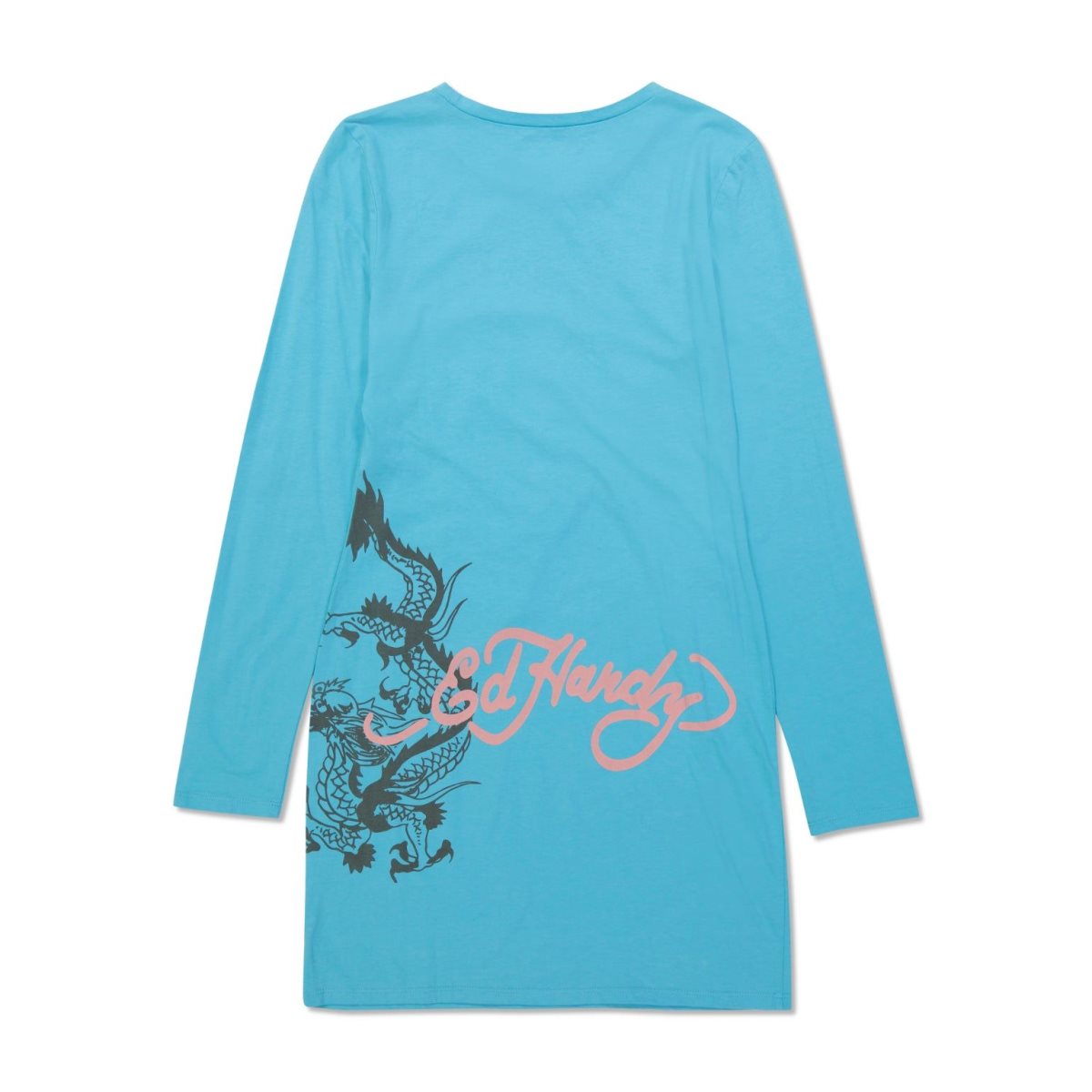 Ed Hardy Battle Skull Baby Tee Long Sleeve Dress Naisten Mekko Vaaleanturkoosi | 0326479-VL