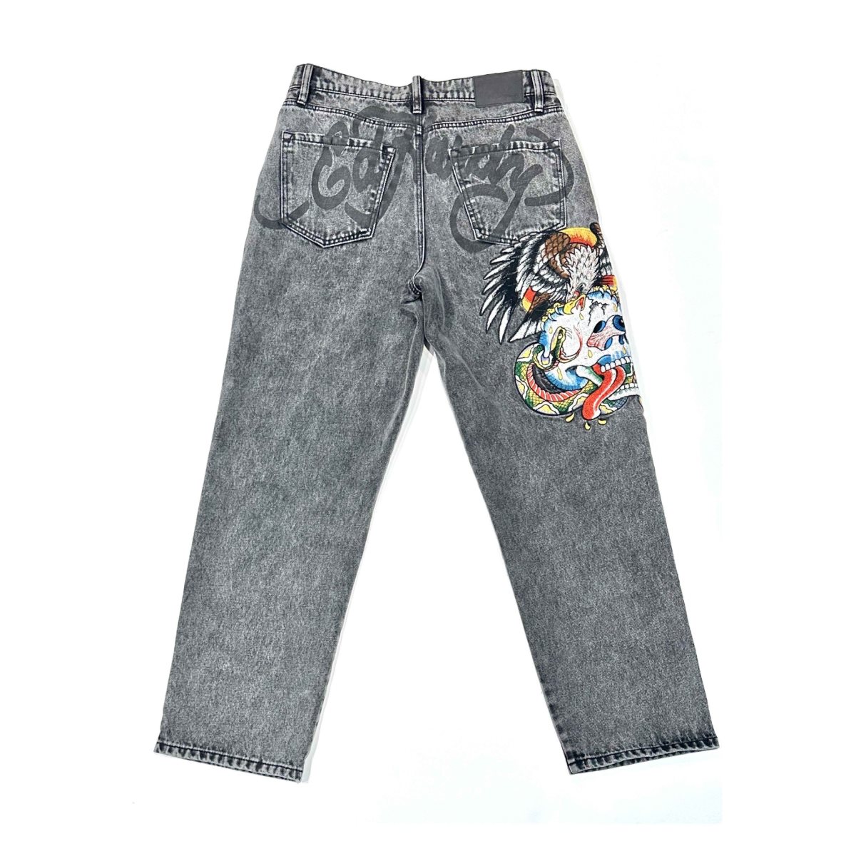 Ed Hardy Battle Skull Loose Fit Jean Miesten Denim Harmaat | 7612940-ES