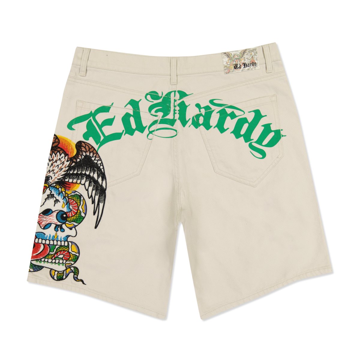 Ed Hardy Battle Skull Skater Short Miesten Housut Khaki | 8164073-XB