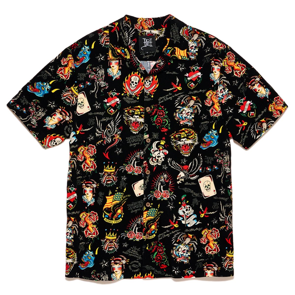 Ed Hardy Black Flashboard Camp Shirt Miesten Paidat Mustat | 7120693-EK