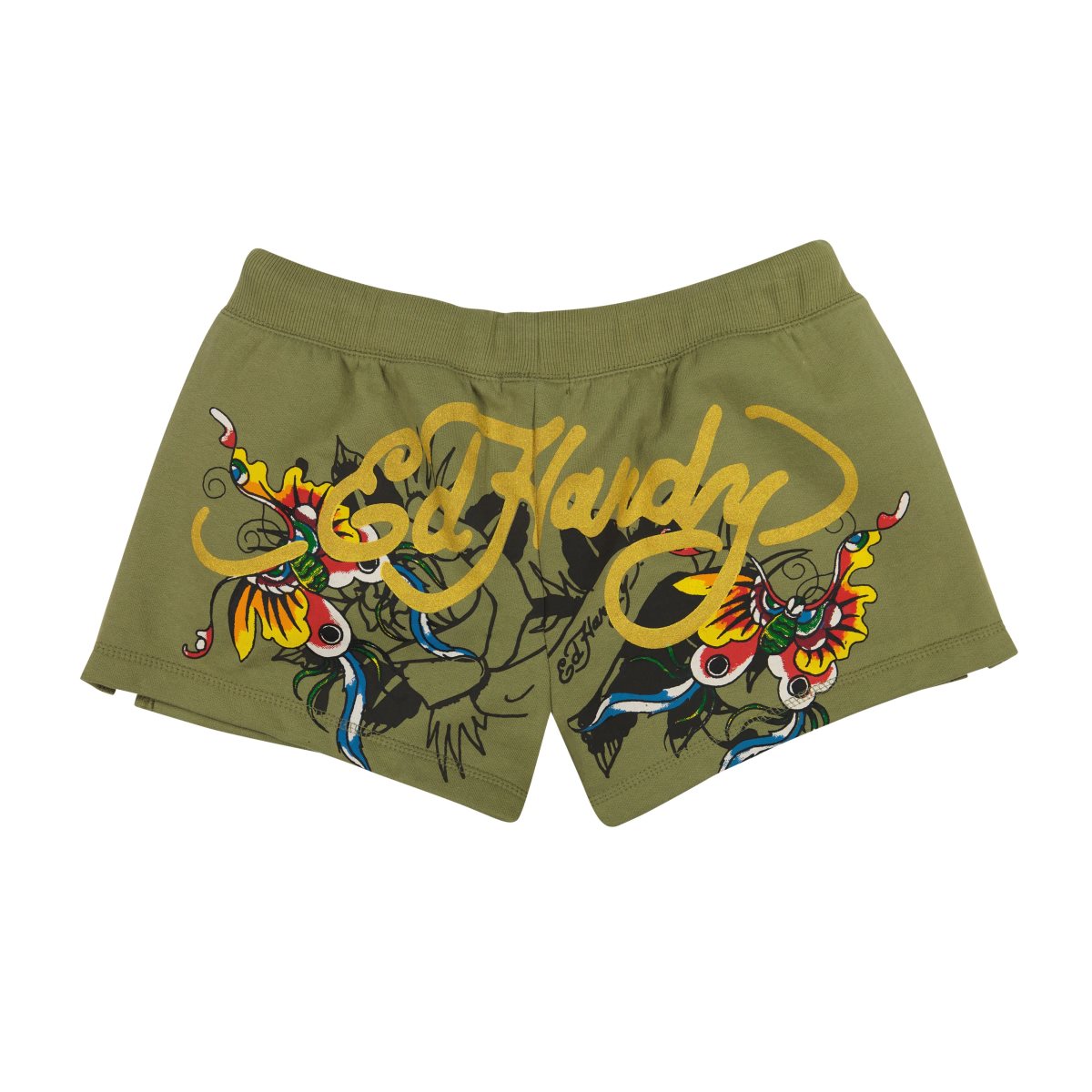 Ed Hardy Butterflies Fleece Short Naisten Housut Oliivinvihreä | 0324896-LJ