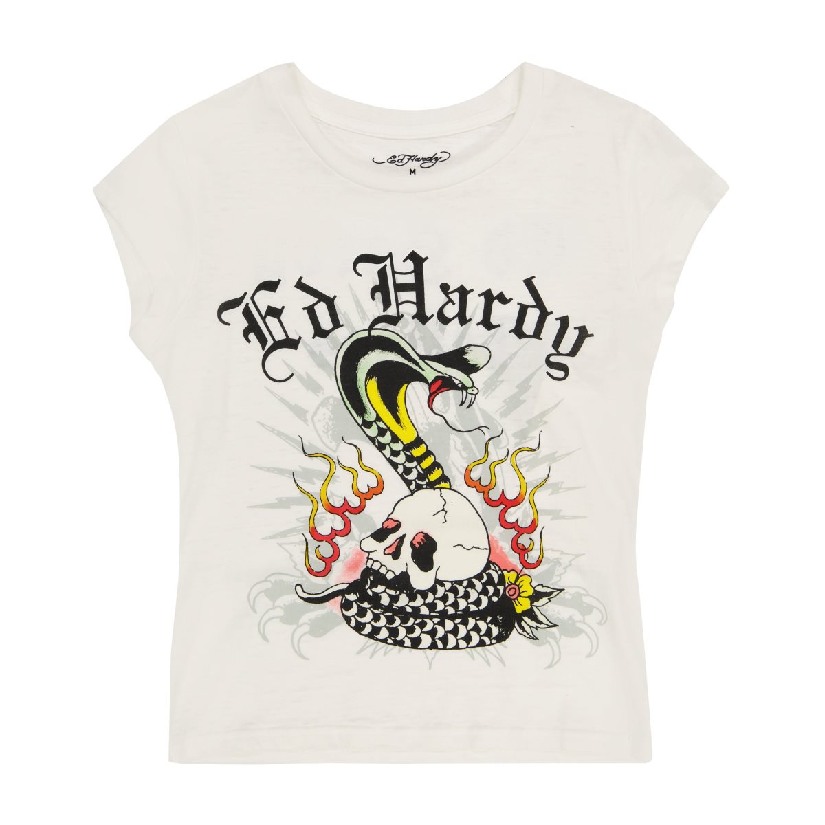 Ed Hardy Cobra Burnout Cap Sleeve Tee Naisten Baby Tees Valkoinen | 8376520-NW