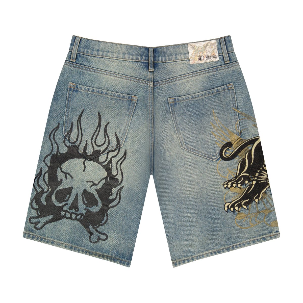 Ed Hardy Crouching Panther Skater Shorts Miesten Denim Vaalean | 2578413-LM