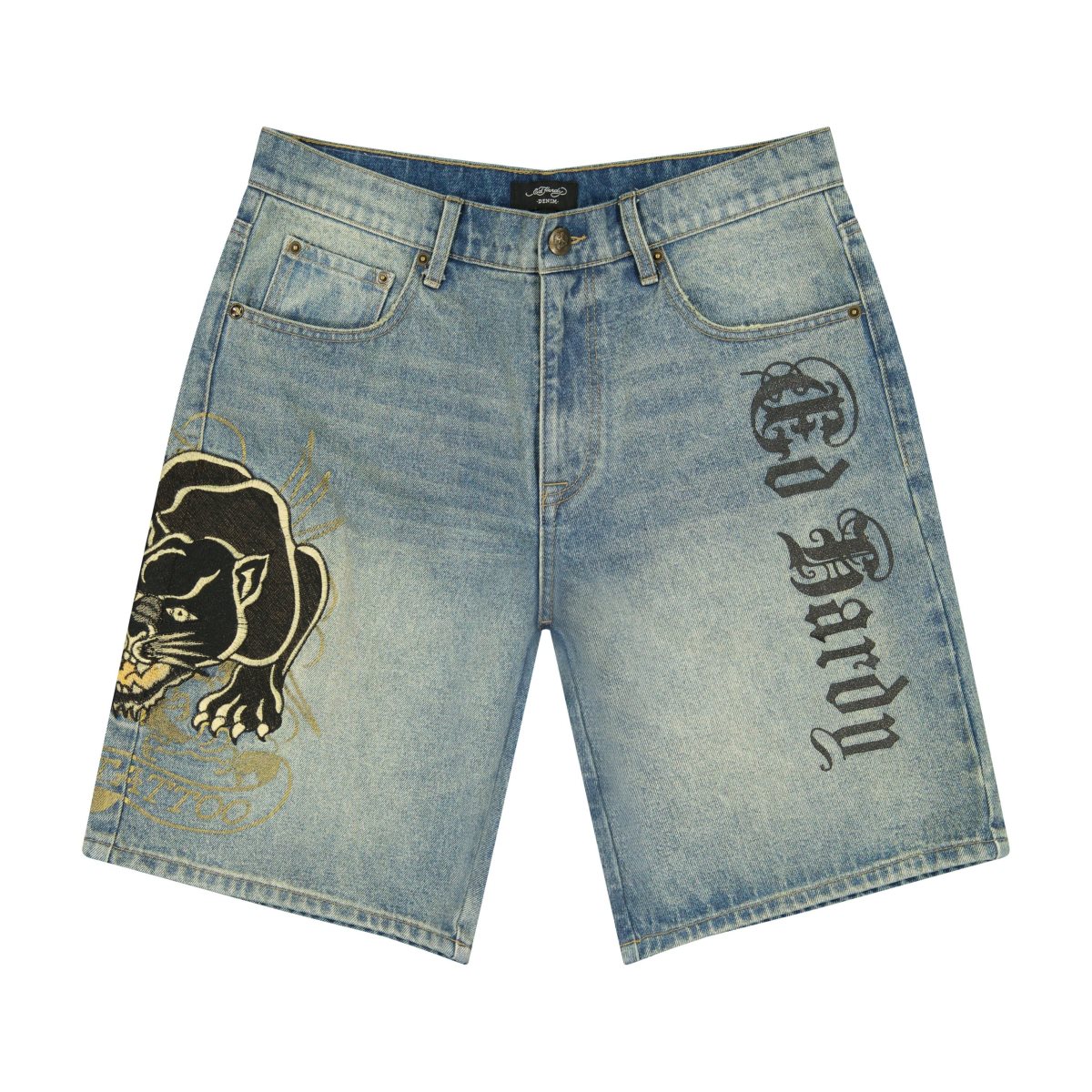 Ed Hardy Crouching Panther Skater Shorts Miesten Denim Vaalean | 2578413-LM