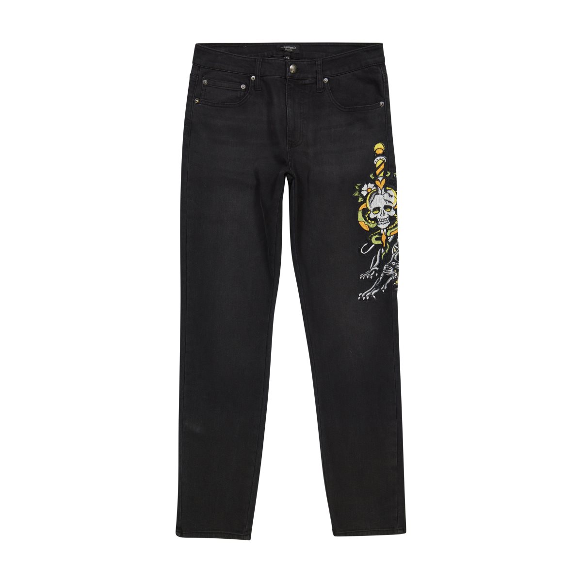 Ed Hardy Dagger Skull Slim Taper Jean Miesten Denim Mustat | 2869071-NJ