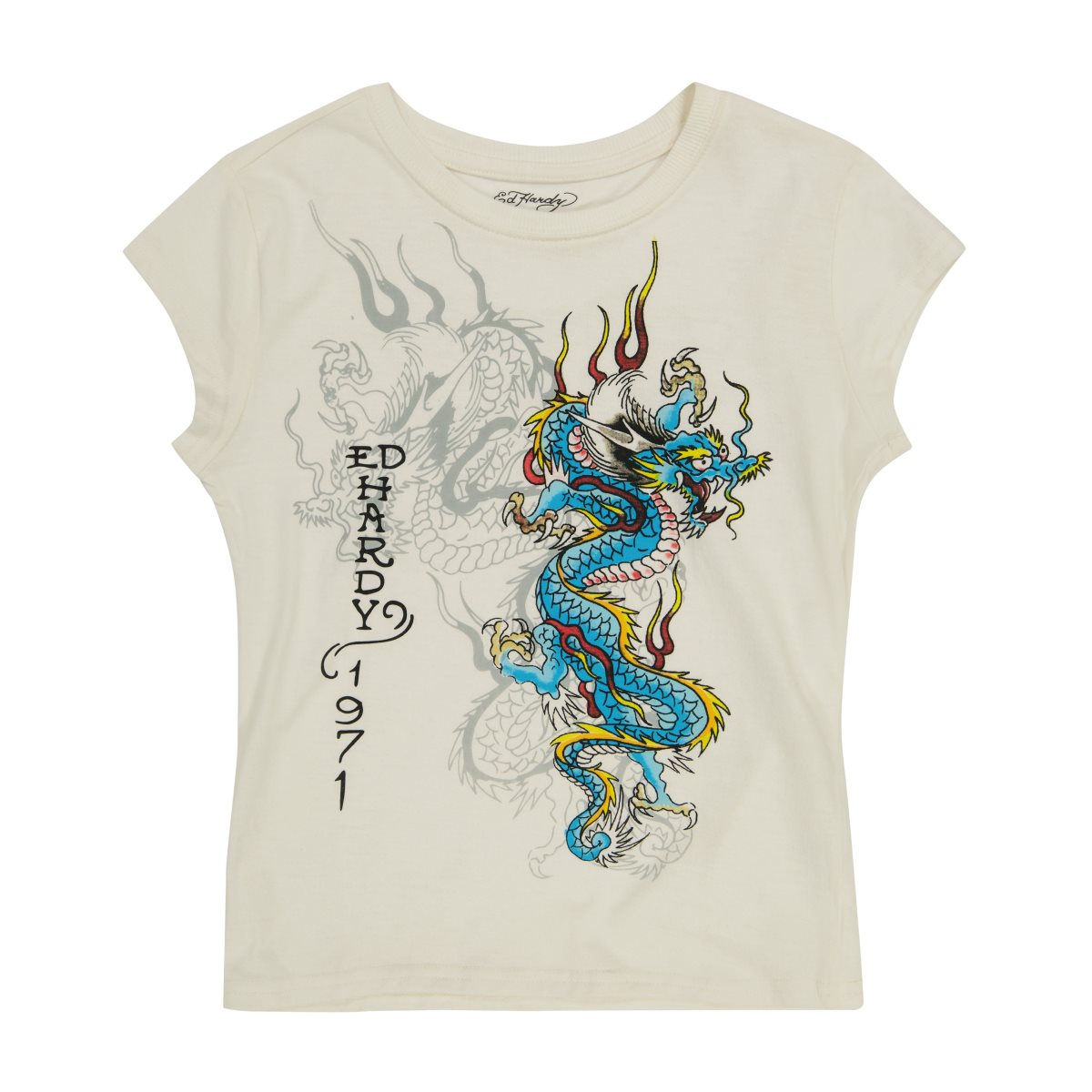 Ed Hardy Dragon Cap Sleeve Tee Naisten Baby Tees Valkoinen | 4319078-IC