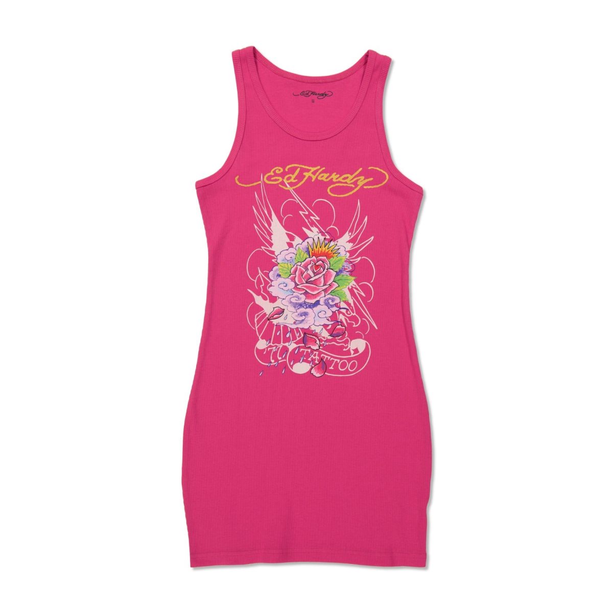 Ed Hardy Eagle Rose Rib Tank Dress Naisten Mekko Pinkki | 2046759-CE