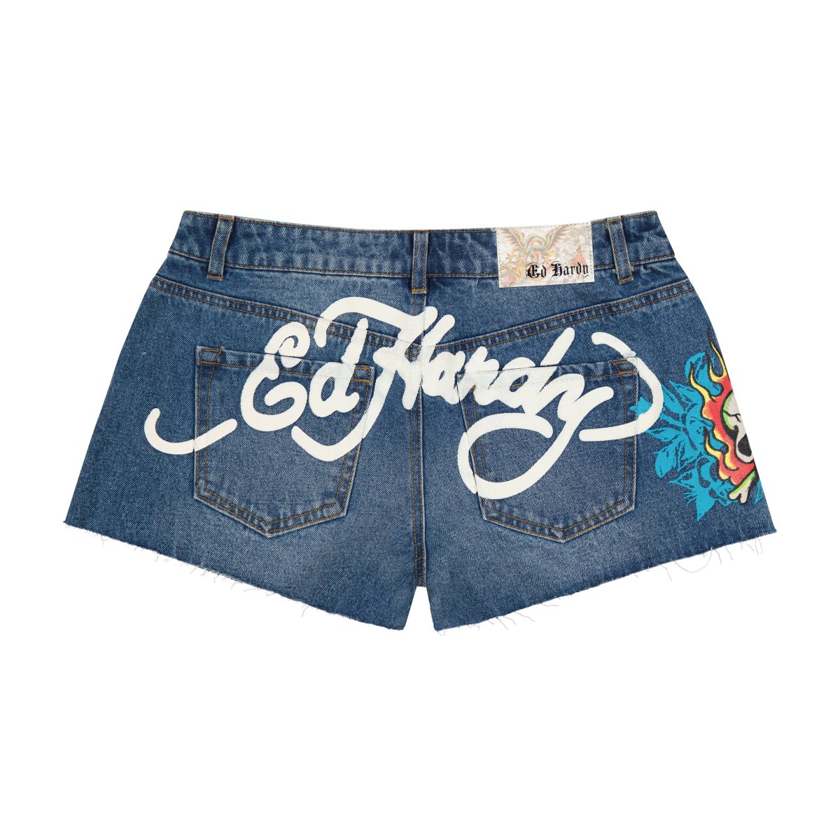 Ed Hardy Flame Skull Denim Shorts Naisten Housut Retro Medium | 6372514-IX