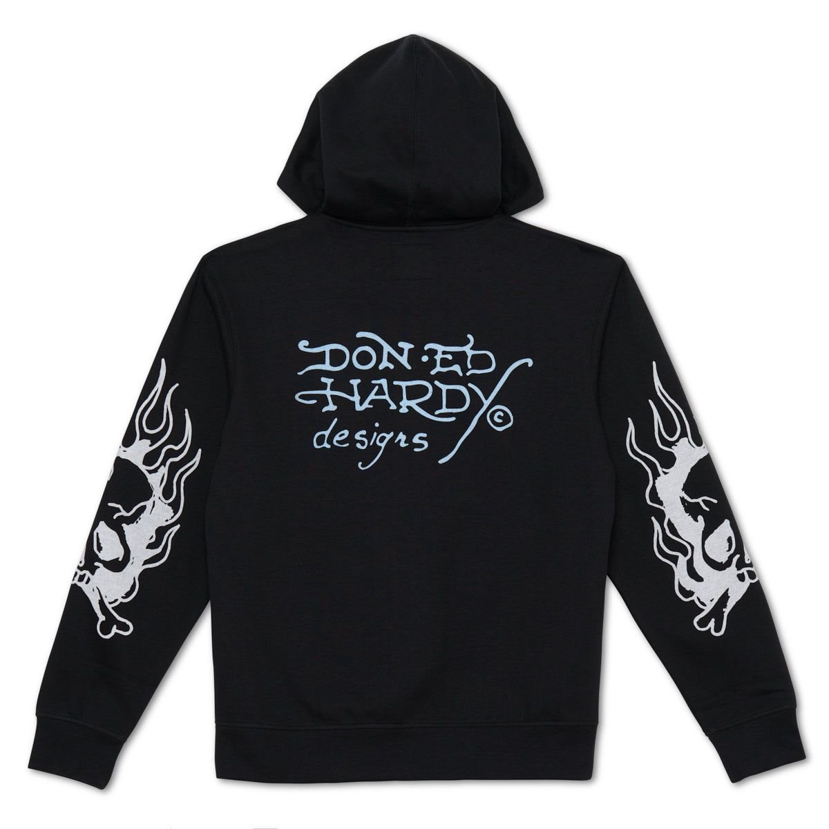 Ed Hardy Flaming Skull Hoodie Miesten Huppari Mustat | 1627594-RM