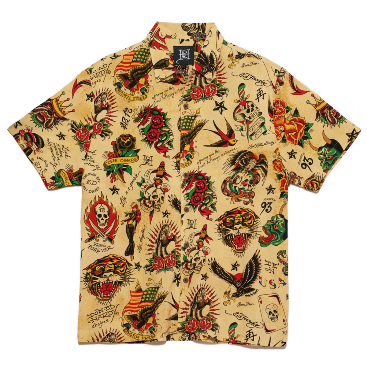 Ed Hardy Flashboard Camp Shirt Miesten Paidat Flashboard Print | 5809713-KM