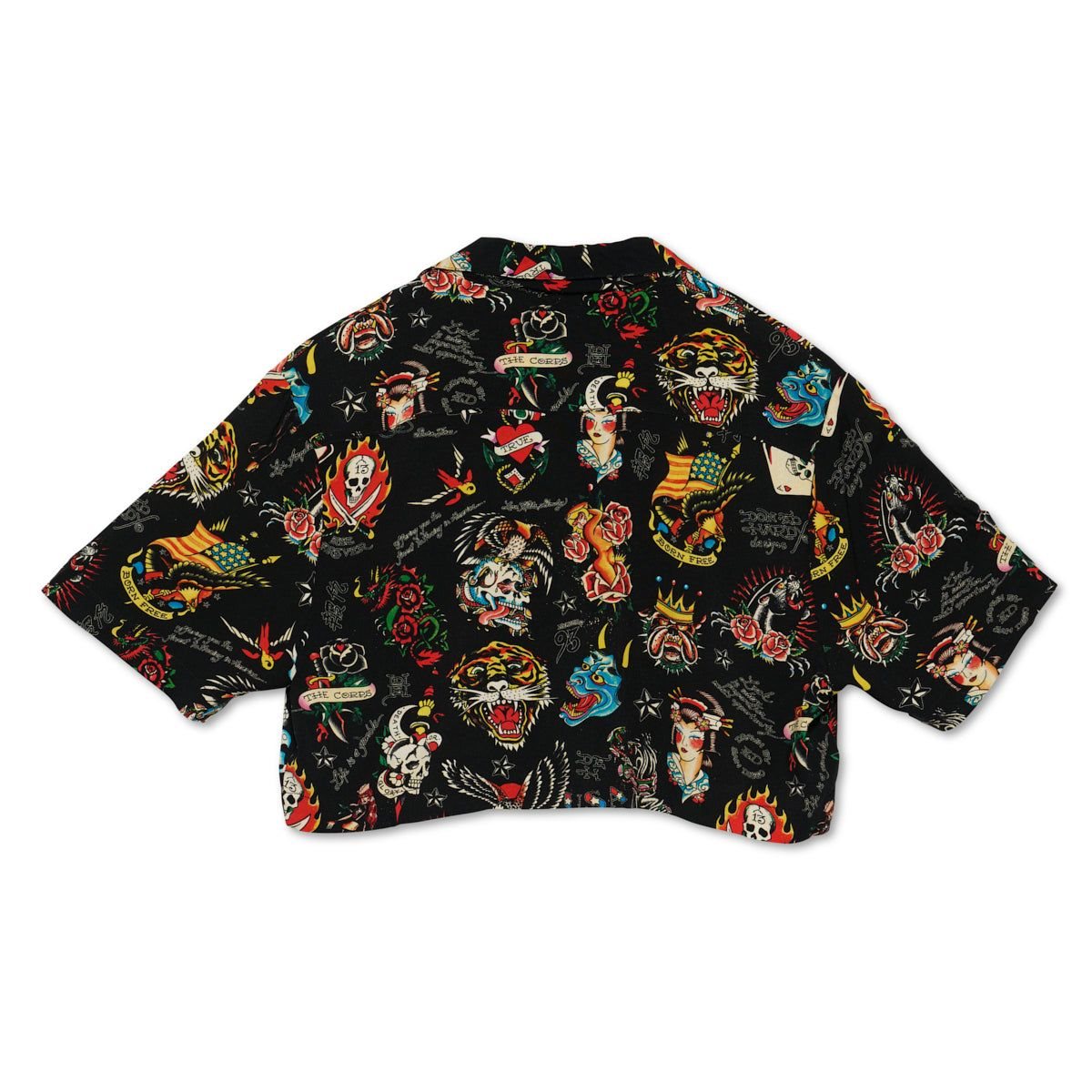 Ed Hardy Flashboard Cropped Camp Shirt (Bl) Naisten Topit Mustat | 7954216-GU