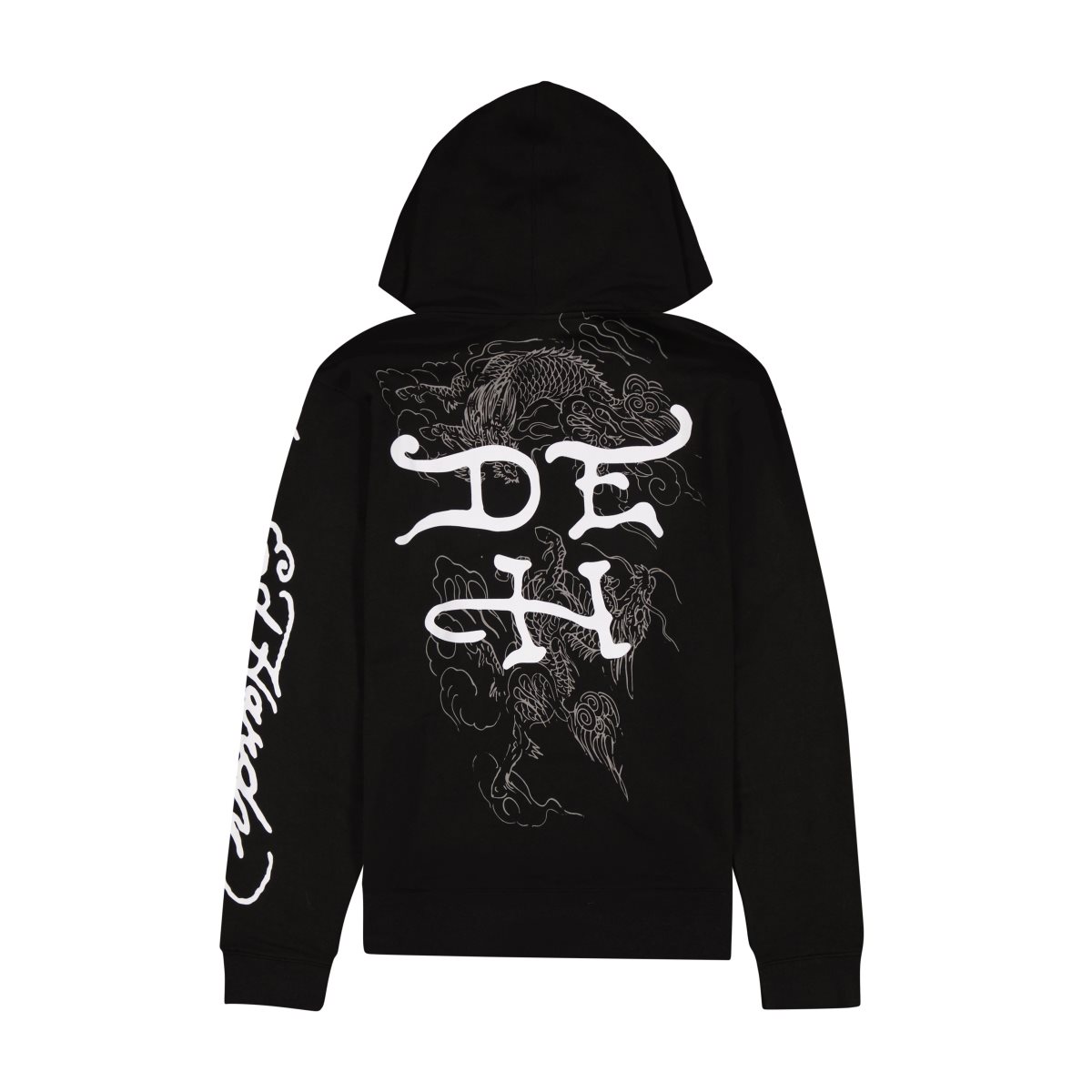 Ed Hardy Japan Dragon Mens Hoodie Miesten Huppari Mustat | 4896730-WT