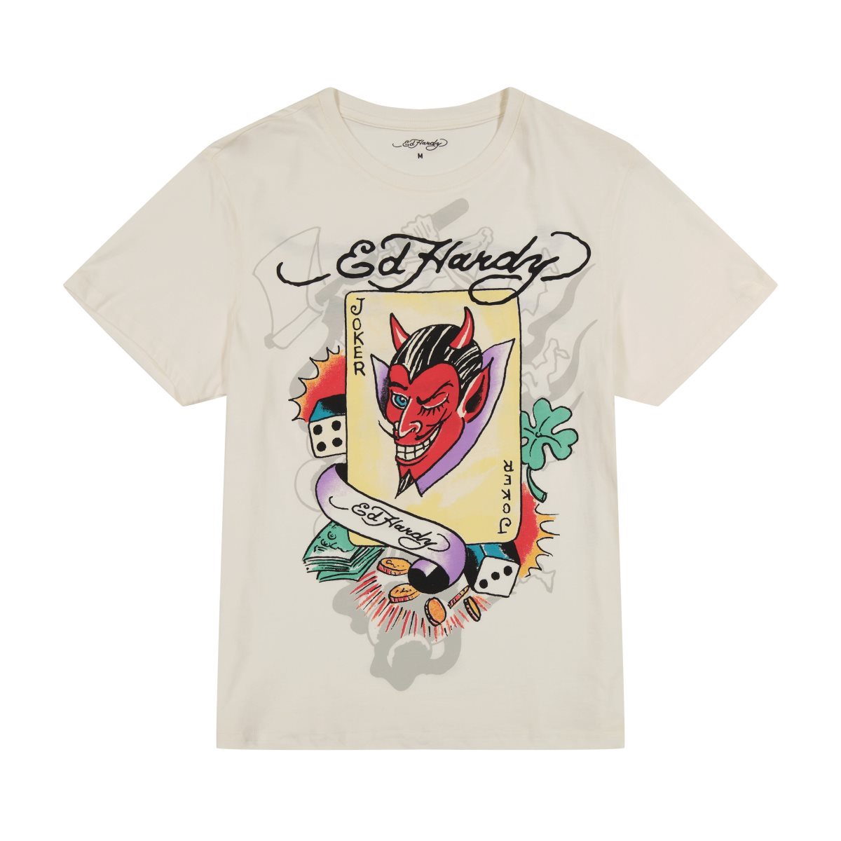 Ed Hardy Joker Throwback Tee Miesten T Paidat Valkoinen | 8204715-MZ