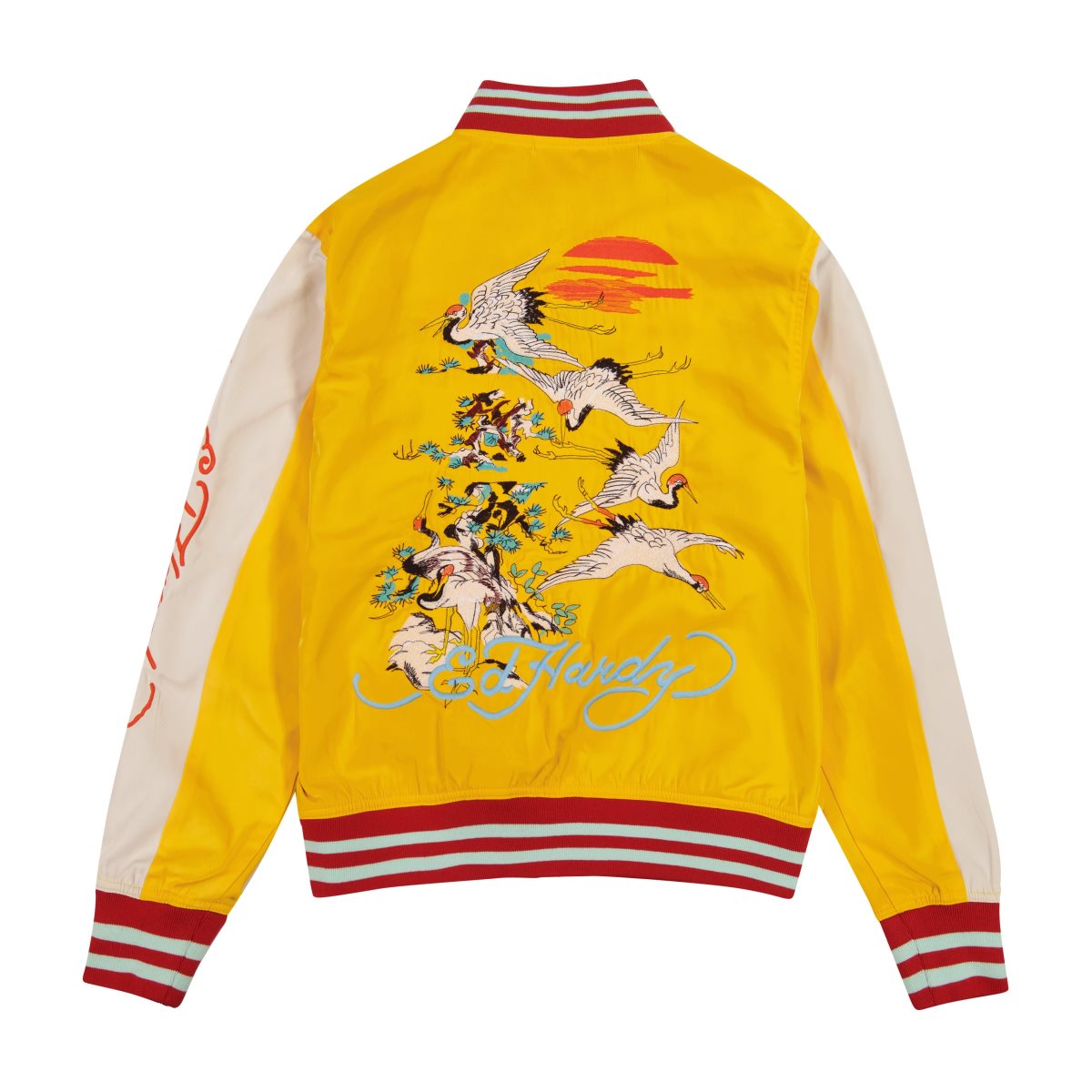 Ed Hardy Koi Cranes Souvenir Jacket Miesten Päällysvaatteet Kultaiset Valkoinen | 5608392-FC