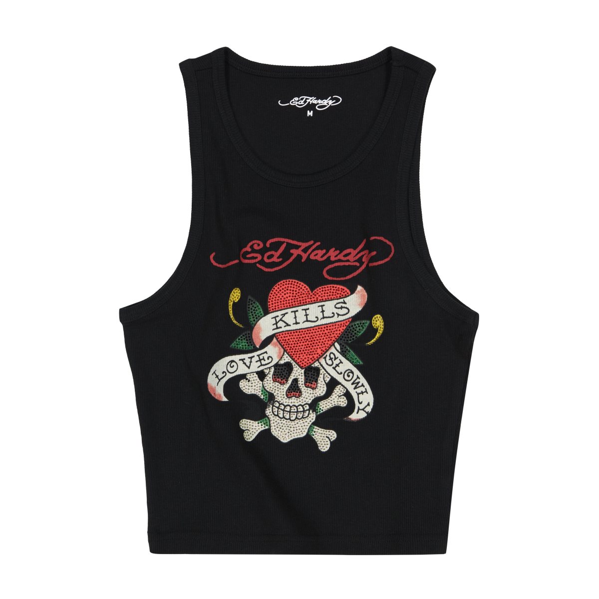 Ed Hardy LKS Black Rib Tank Top Naisten Hihaton Paita Mustat | 0543798-KY