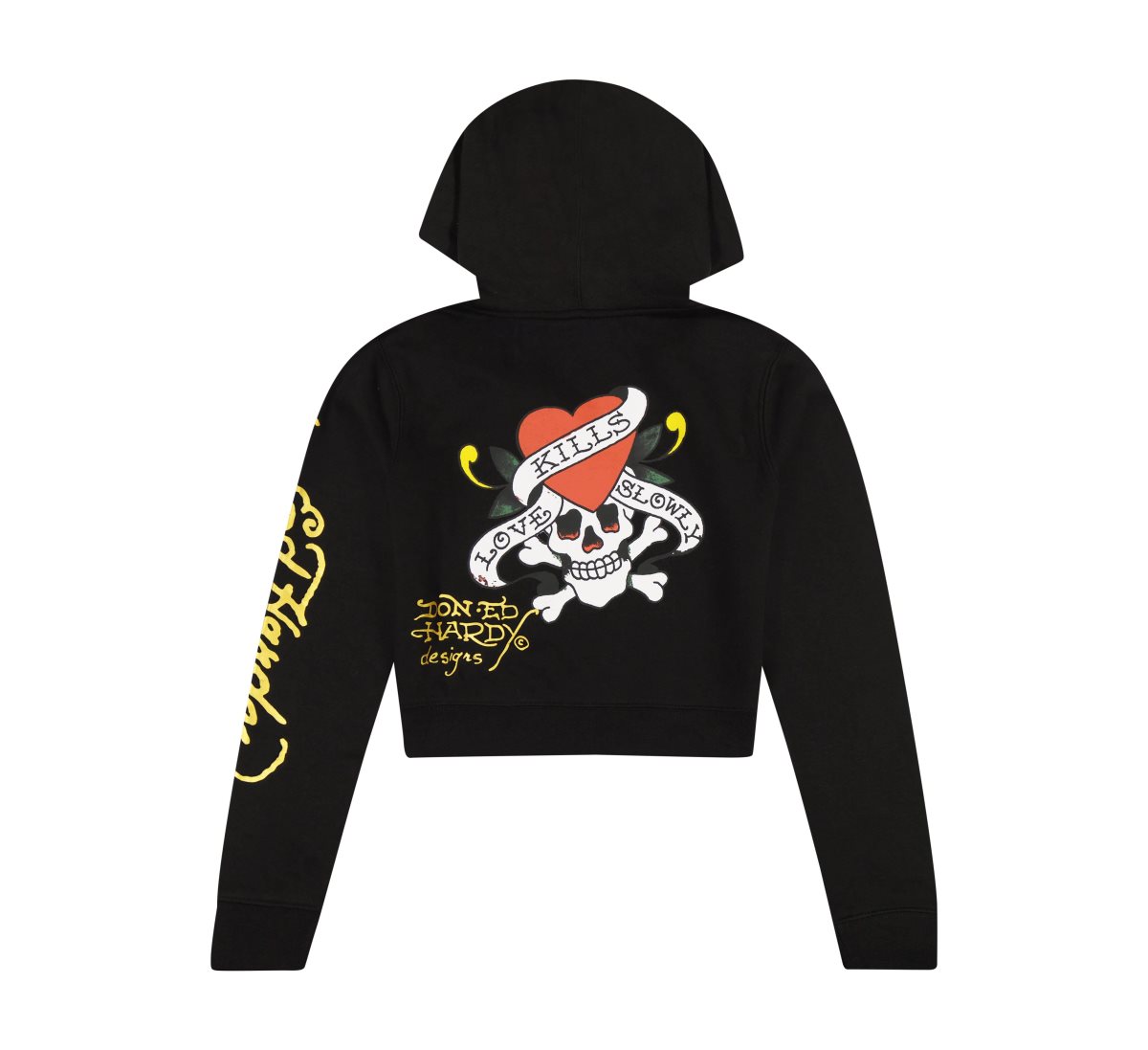 Ed Hardy LKS Skull Black Zip Front Cropped Hoodie Naisten Huppari Mustat | 8173405-LM