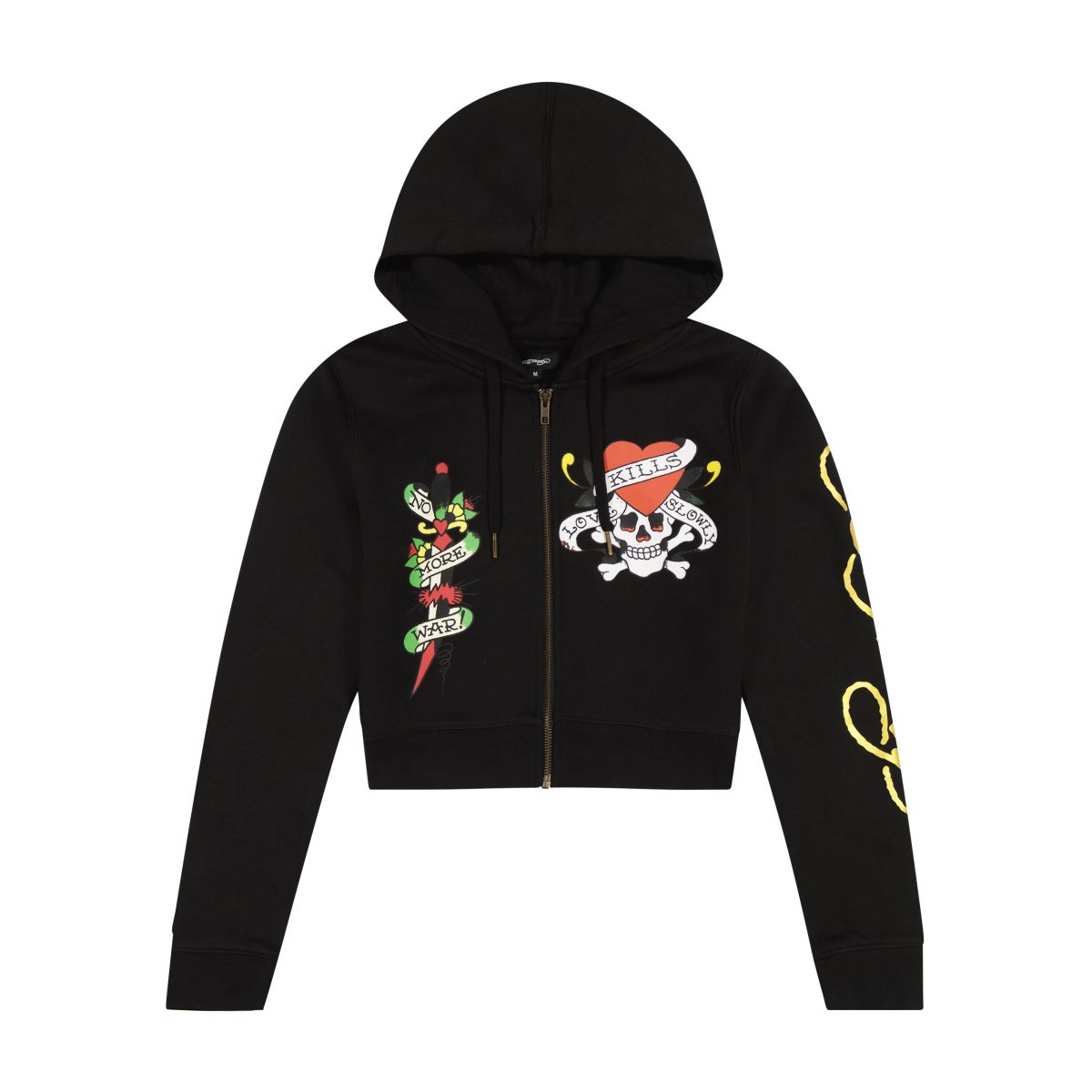 Ed Hardy LKS Skull Black Zip Front Cropped Hoodie Naisten Huppari Mustat | 8173405-LM