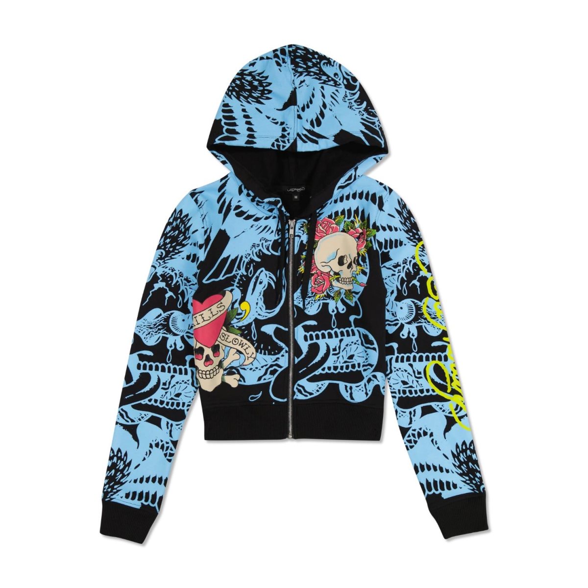 Ed Hardy LKS Skull Zip Cropped Fleece Hoodie Naisten Huppari Mustat | 2689345-OF