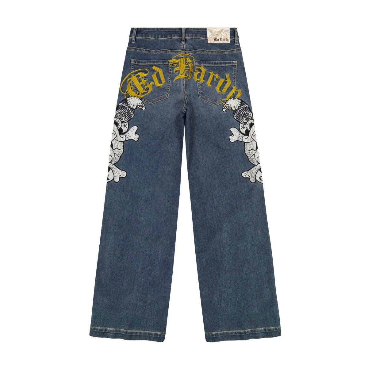 Ed Hardy Limited Edition DG Skull Wide Leg Jean Naisten Denim Medium Vintage | 0894617-JD