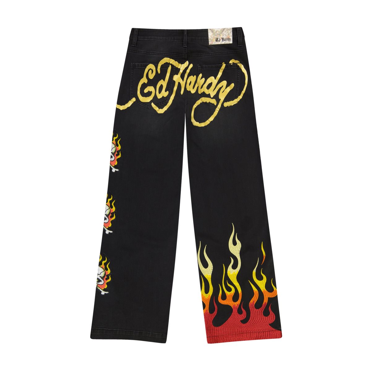 Ed Hardy Limited Edition Fire Skull Wide Leg Jean Naisten Denim Mustat | 4326089-MR