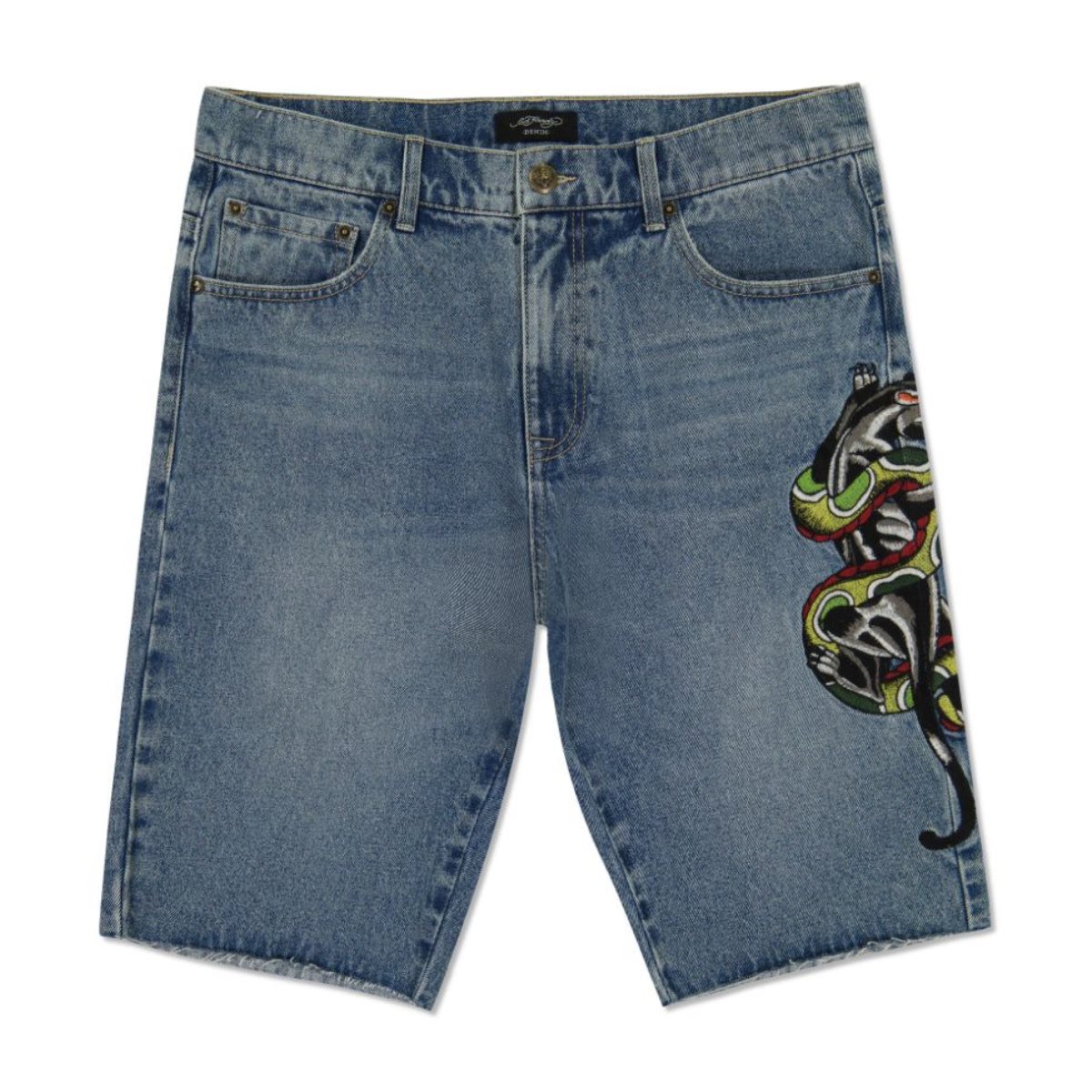 Ed Hardy Panther Snake Denim Skater Short Miesten Denim Med Vintage | 1420385-FT