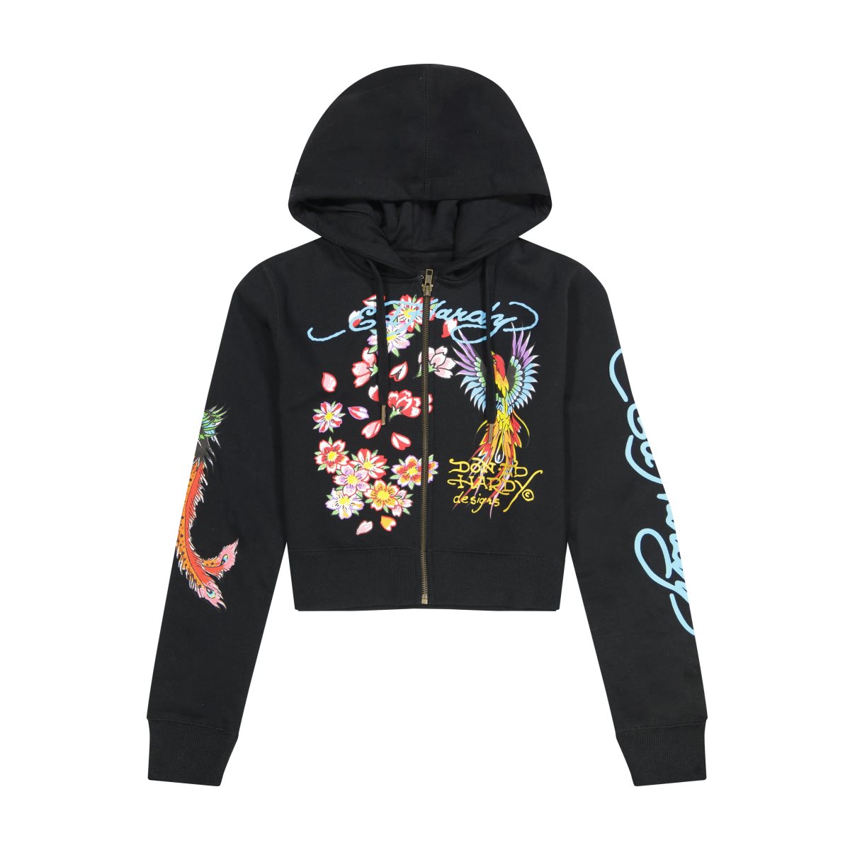 Ed Hardy Phoenix Cropped Hoodie Naisten Huppari Mustat | 8325740-XP