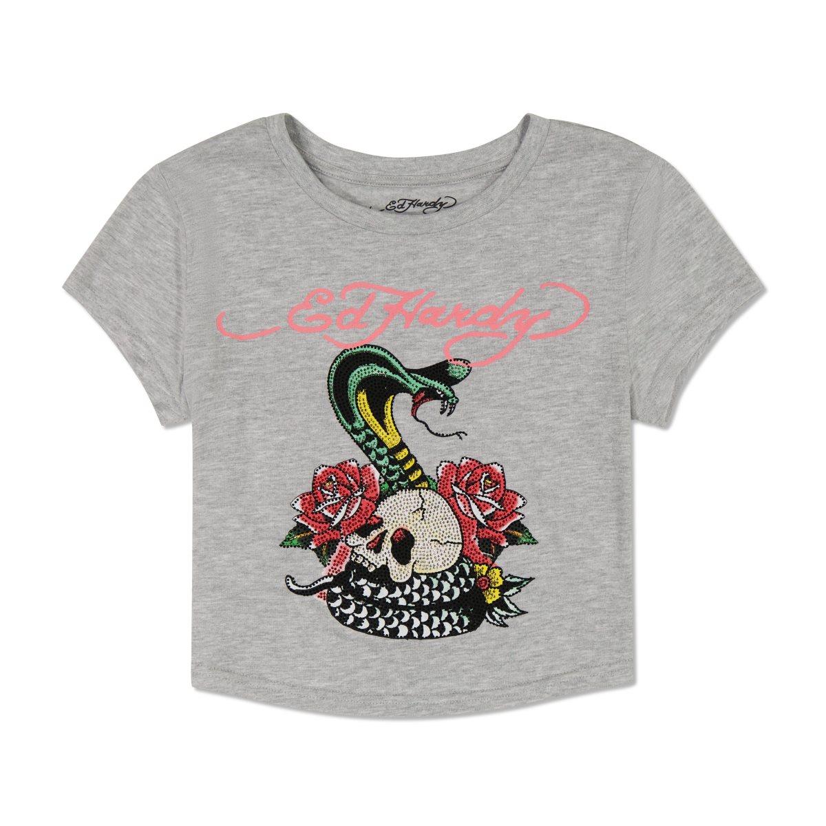 Ed Hardy Rose Cobra Baby Tee Naisten Baby Tees Harmaat | 5416389-PC