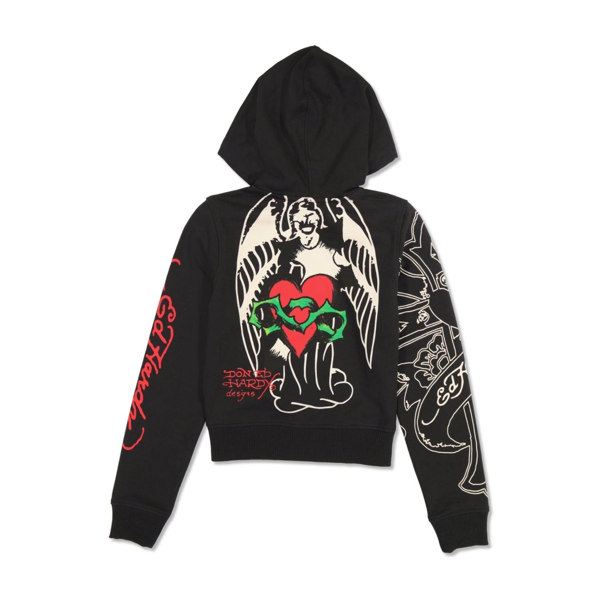 Ed Hardy Sacred Heart Cropped Zip Fleece Hoodie Naisten Huppari Mustat | 6897412-AQ