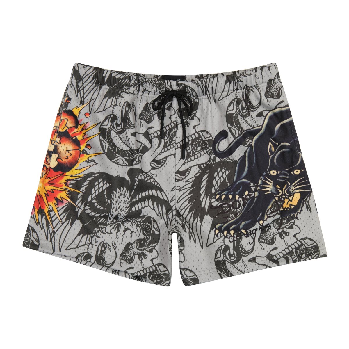 Ed Hardy Skull Panther Mens Mesh Short Miesten Housut Harmaat | 5614987-CW