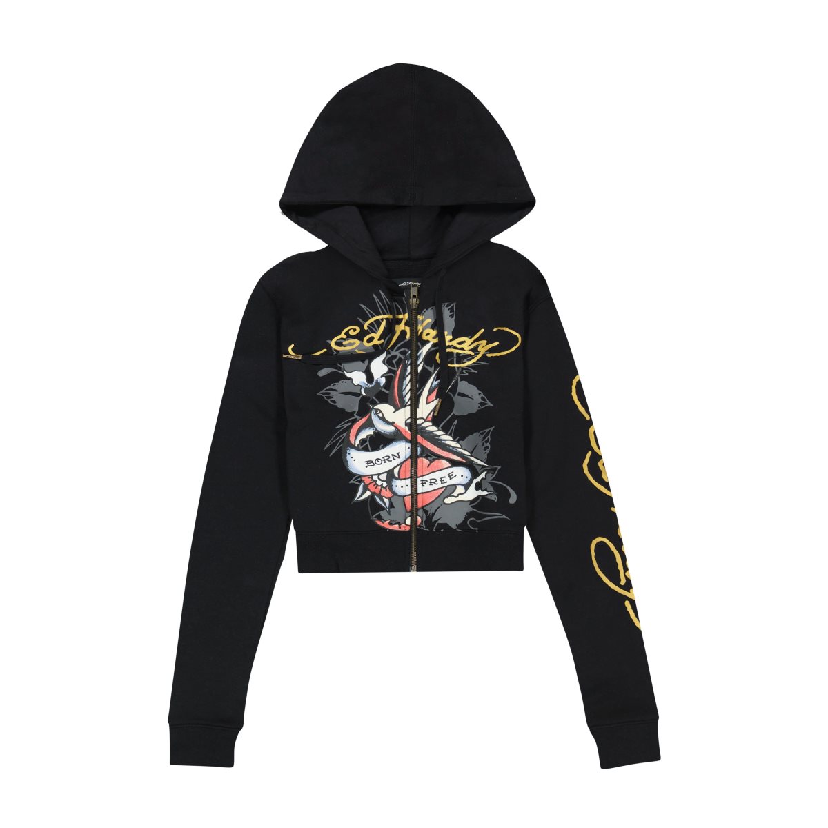 Ed Hardy Swallow Cropped Hoodie Naisten Huppari Mustat | 1975284-YE