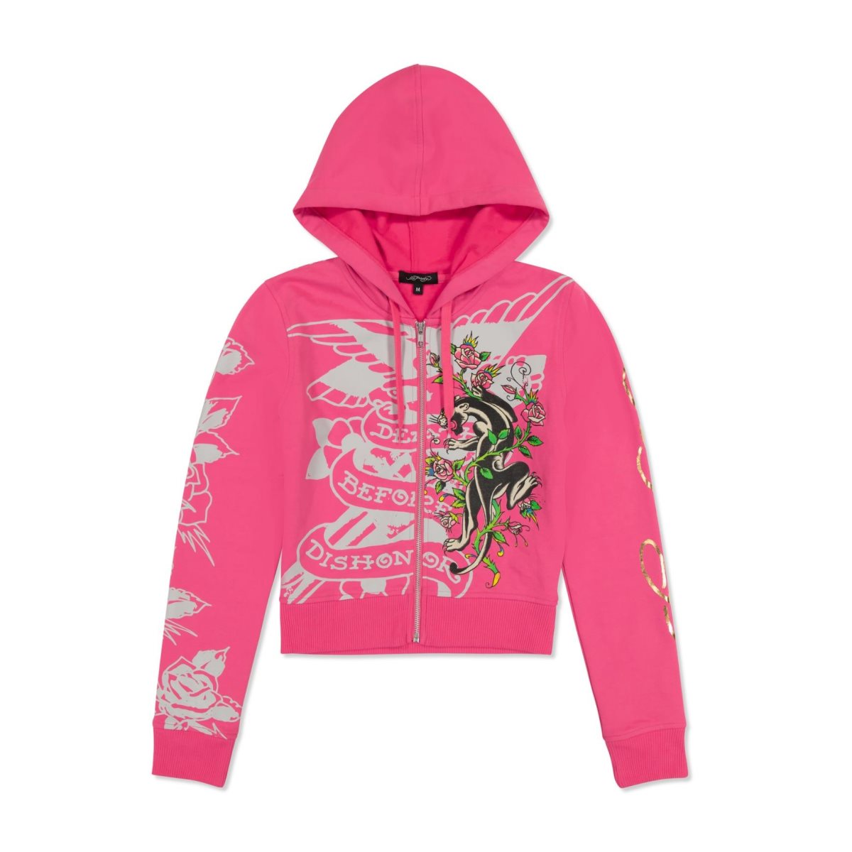 Ed Hardy Tiger Crown Zip Fleece Hoodie Naisten Huppari Pinkki | 8201453-FP