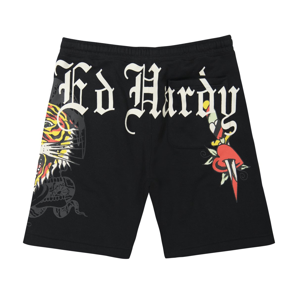 Ed Hardy Tiger Dagger Fleece Short Miesten Housut Mustat | 5071432-IL